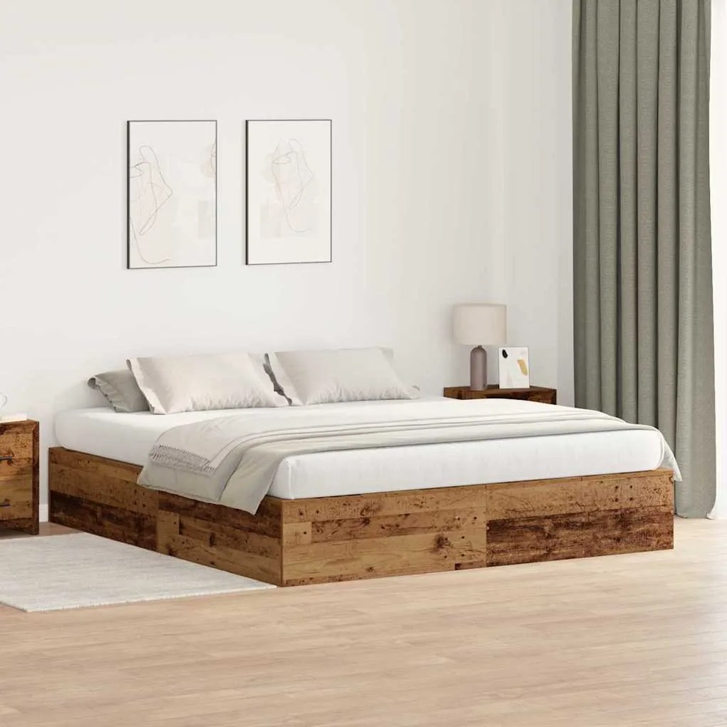vidaXL Σκελετός Κρεβατιού Παλαιό ξύλο 200 x 200 x 31.5 εκ.
