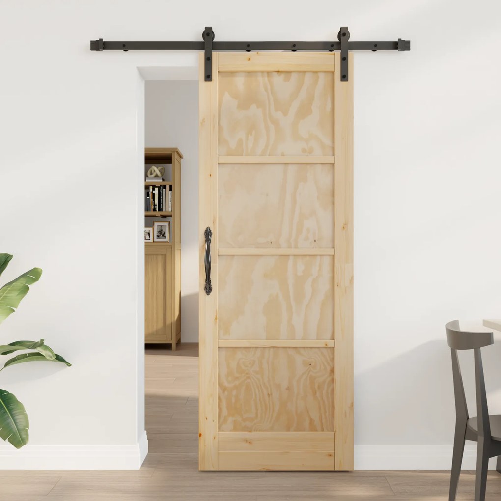 vidaXL Συρόμενη Πόρτα με Σετ Εξαρτημάτων 73.5x198.5 εκ. Μασίφ Ξύλο Πεύκου