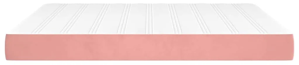 vidaXL Στρώμα με Pocket Springs Ροζ 160x220x20 εκ. Βελούδινο