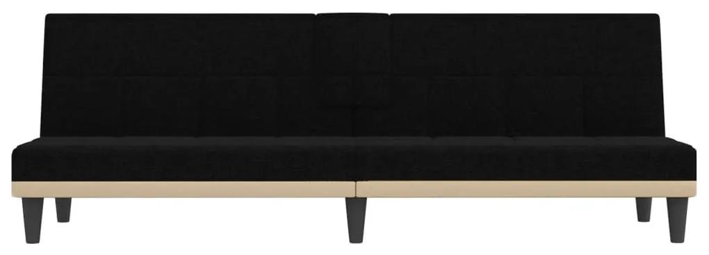 Καναπές Κρεβάτι με Ποτηροθήκη Μαύρος Υφασμάτινος - Μαύρο