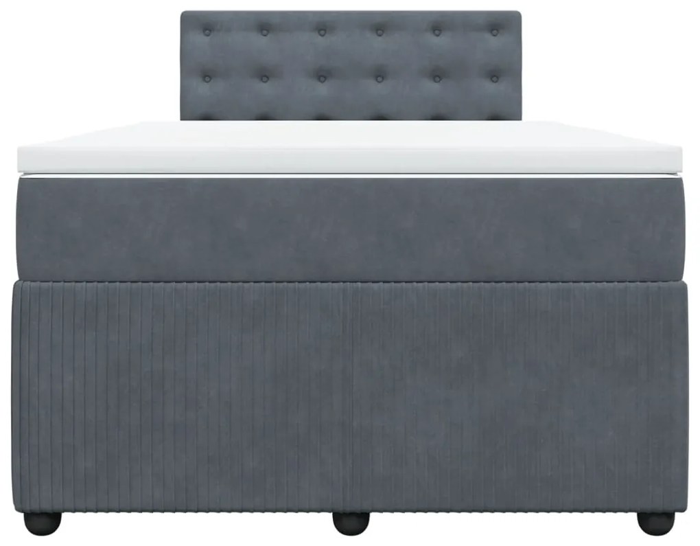 vidaXL Κρεβάτι Boxspring με Στρώμα Σκούρο Γκρι 120x190 εκ. Βελούδινο