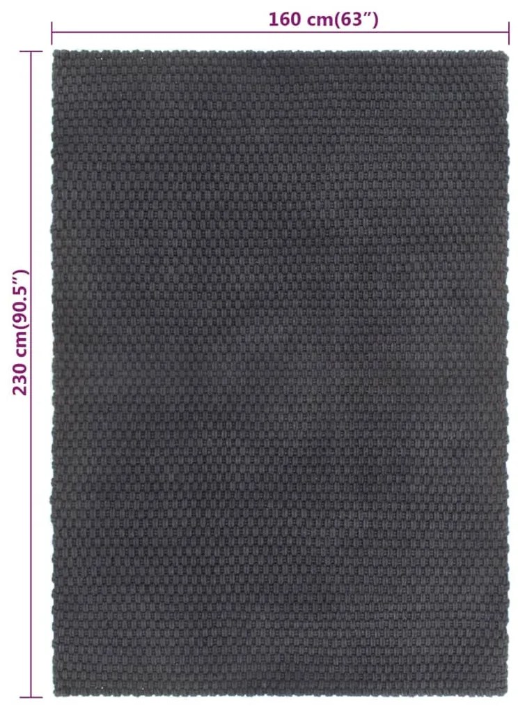 vidaXL Χαλί Ορθογώνιο Ανθρακί 160x230 εκ. από Βαμβάκι
