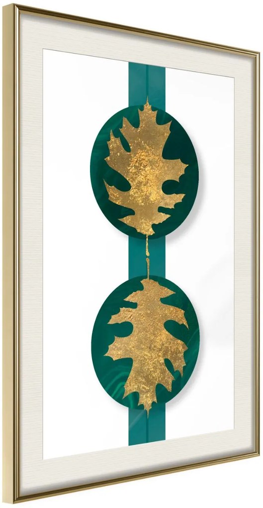 Αφίσα - Gilded Oak Leaves - 20x30 - Χρυσό - Με πασπαρτού