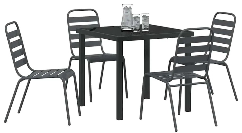 vidaXL Σέτ φαγητού για κήπο 5 pcs Σκούρο γκρι Ατσάλι