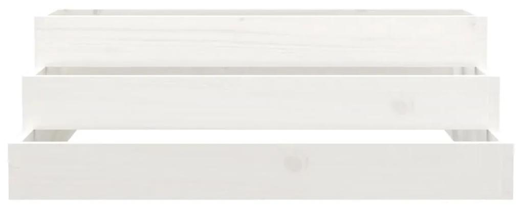 vidaXL Ζαρντινιέρα Λευκή 80 x 80 x 27 εκ. από Μασίφ Ξύλο Πεύκου