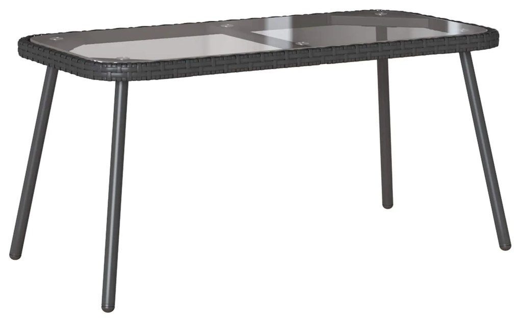 Τραπεζάκι σαλονιού Μαύρο 90 x 45 x 43 εκ. Πολυ ρατάν και γυαλί