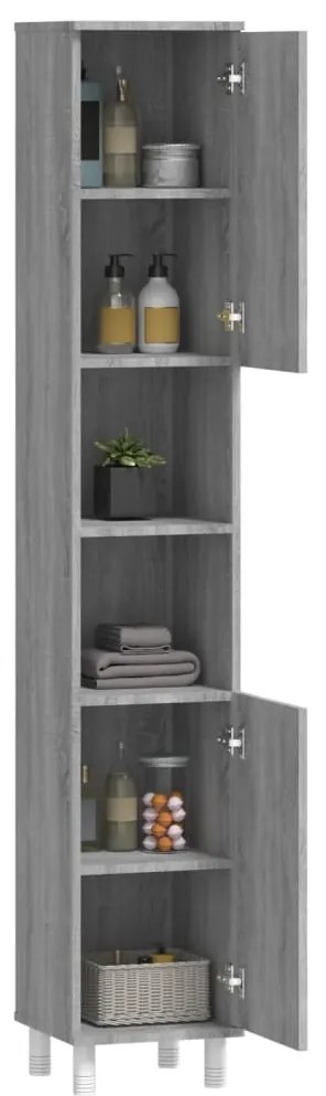 vidaXL Ντουλάπι Μπάνιου Γκρι Sonoma 30x30x179 εκ. Επεξεργασμένο Ξύλο
