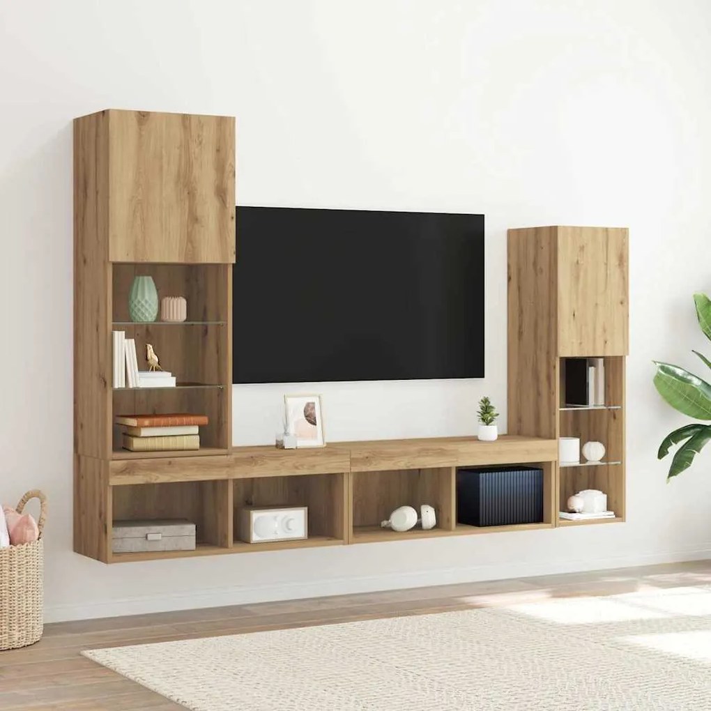 vidaXL Ντουλάπι TV 4 pcs artisan δρυς 40.5 x 30 x 102 εκ.