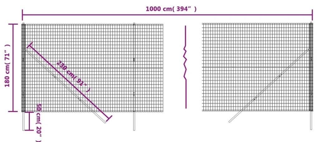 vidaXL Συρματόπλεγμα Περίφραξης Πράσινο 1,8x10 μ. Γαλβανισμένο Ατσάλι