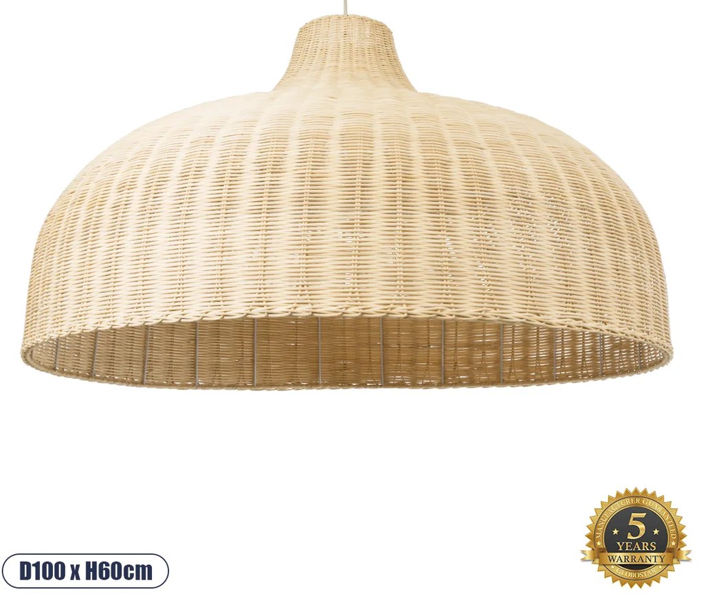 01829 GloboStar® GLOBOSTAR® AFURU 01829 Boho Κρεμαστό Φωτιστικό Οροφής με Ντουί 1 x E27 AC 220-240V IP20 - Μπεζ - Μ100 x Π100 x Υ60cm