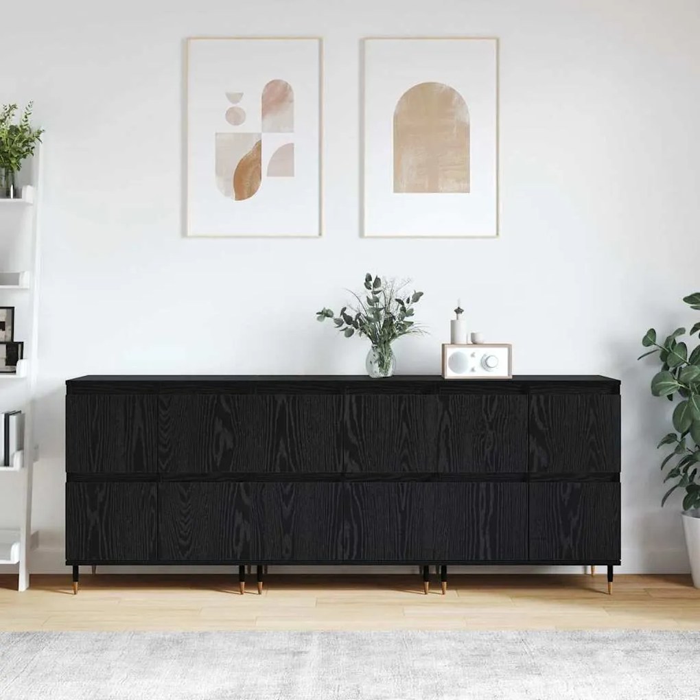 vidaXL Παραδοσιακά Πλευρικά Έπιπλα 3 pcs Μαύρη δρυς 180 x 35 x 70 εκ