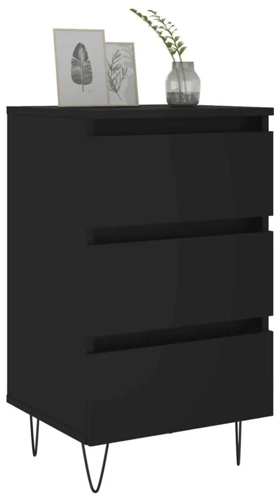 Κομοδίνα 2 τεμ. Μαύρα 40 x 35 x 69 εκ. από Επεξεργασμένο Ξύλο - Μαύρο