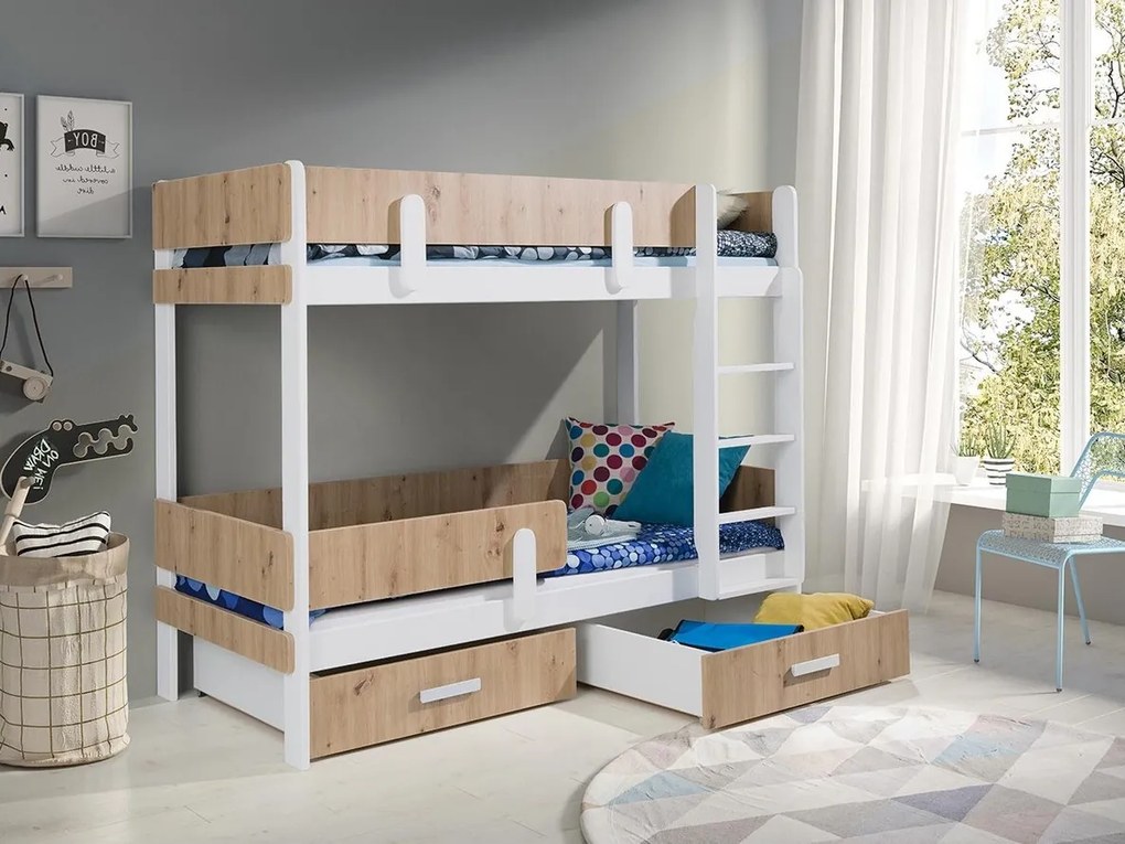 Κουκέτα Henderson 144, Δύο ορόφων, Ανοιχτό καφέ, 90x200, Ξύλο, Πλαστικοποιημένη μοριοσανίδα, Τάβλες για Κρεβάτι, 103x208x156cm, 79 kg, Ξύλο: Πεύκο
