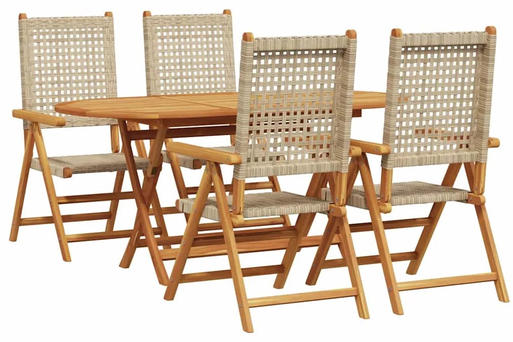 vidaXL Σέτ φαγητού για κήπο 5 pcs Μπεζ