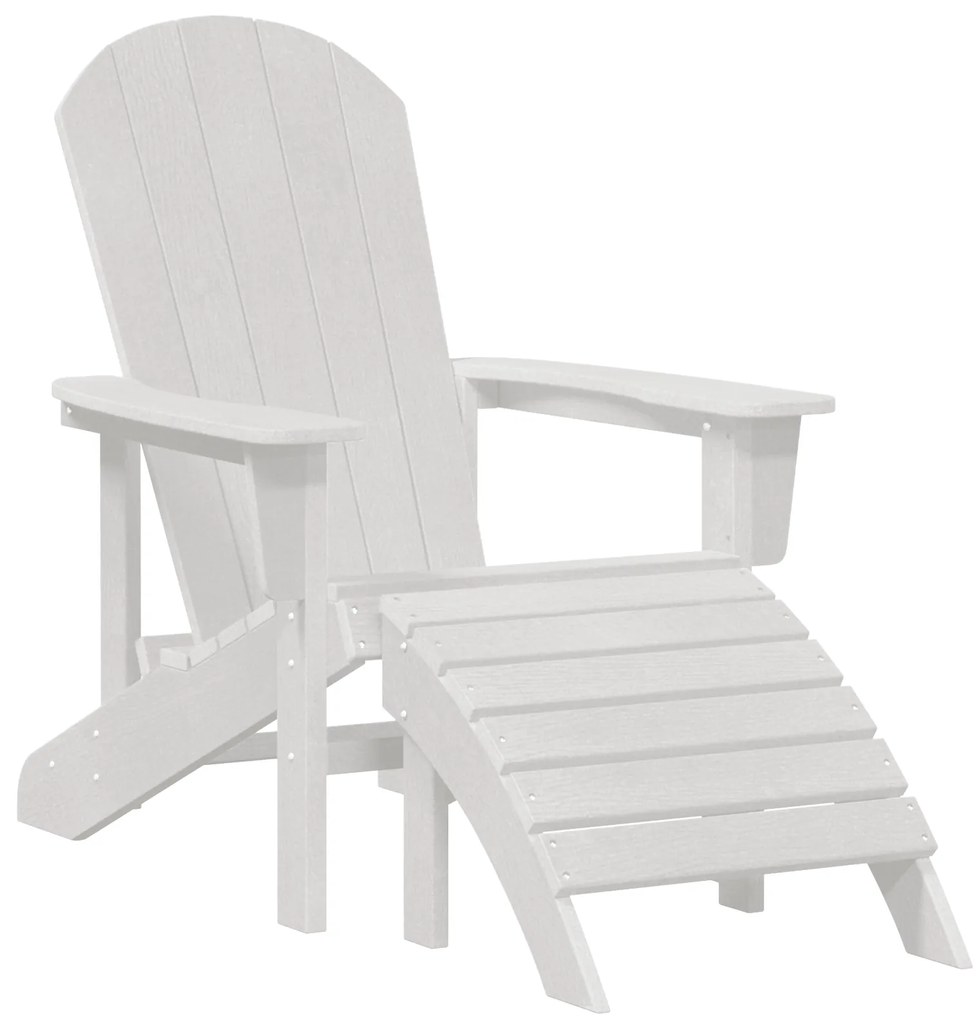 vidaXL Καρέκλα Adirondack με Υποπόδιο Λευκή HDPE