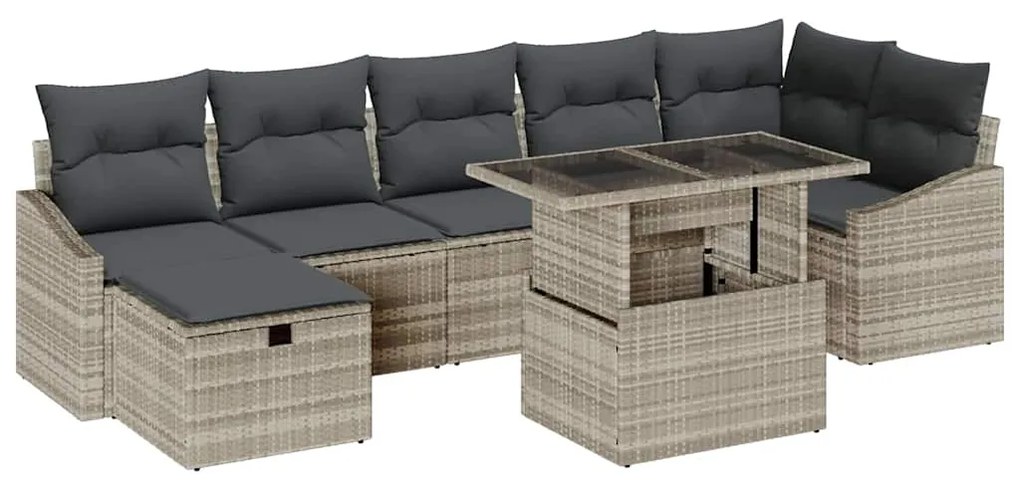 vidaXL Σετ Καναπέ Κήπου 8 pcs Ανοιχτό γκρι συνθετικό ρατάν