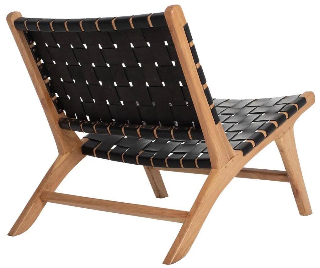 Καρέκλα FELIPE Μασίφ Ξύλο Teak και Μαύρο PU 65x82x88Υεκ. 65x82x88 εκ.