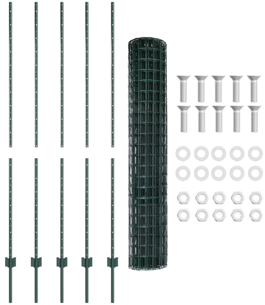 vidaXL Euro Fence με 5 U Posts Πράσινο 1.6x10 μ Χάλυβας
