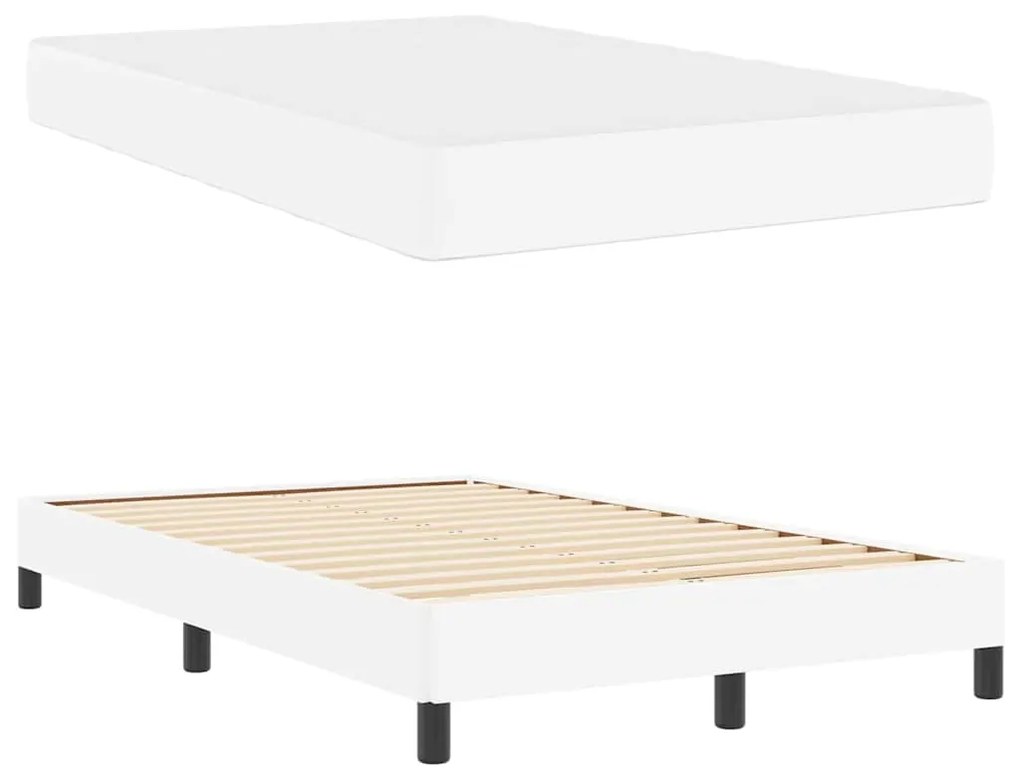 vidaXL Κρεβάτι με στρώμα Καθαρό Λευκό 120 x 200 cm Τεχνητό δέρμα