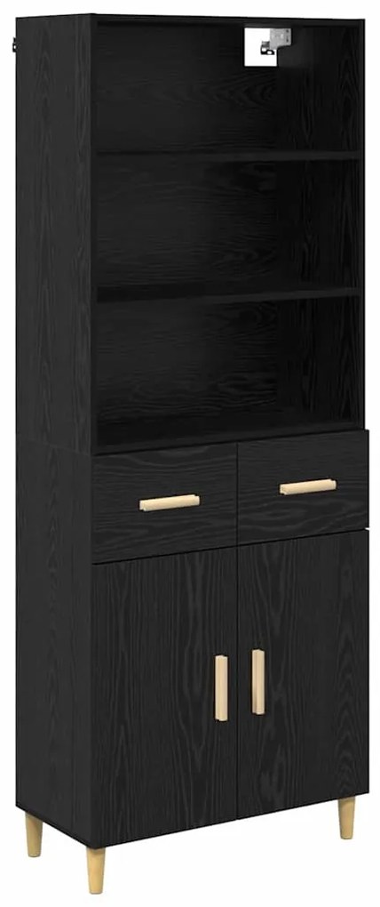 vidaXL Highboard Μαύρη Οξυά 69,5 x 34 x 180 εκ. Επεξεργασμένο ξύλο
