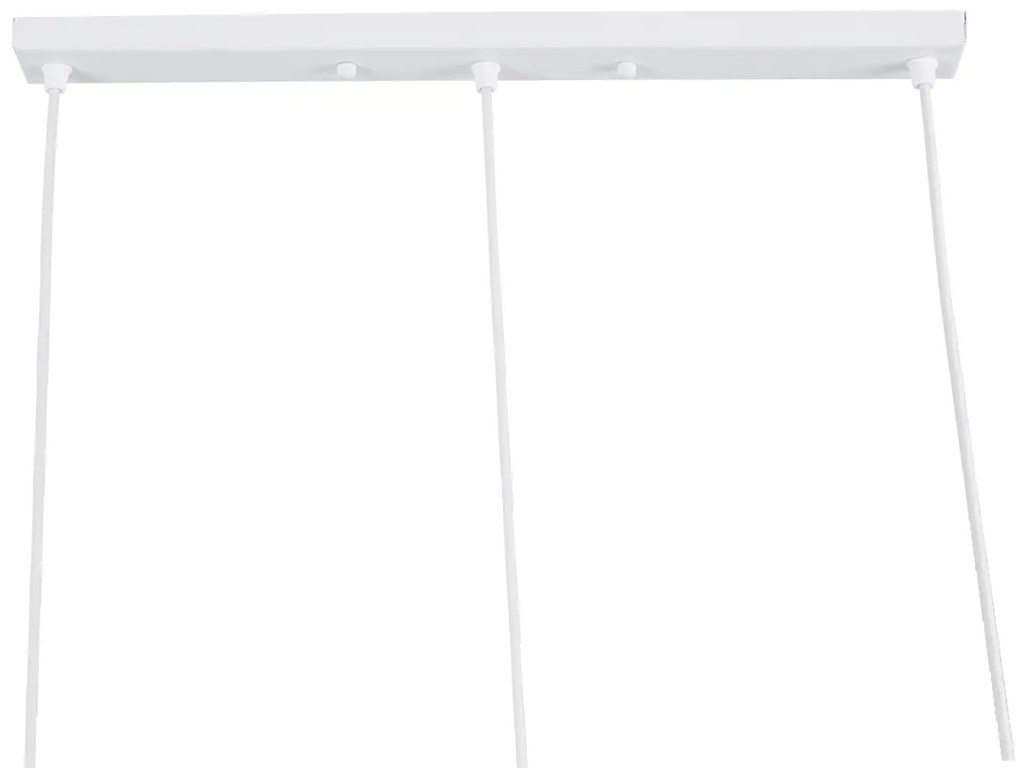 GloboStar® EIFFEL 61570 Vintage Κρεμαστό Φωτιστικό Οροφής Τρίφωτο 3 x E27 Λευκό Μεταλλικό Πλέγμα με Λευκό Ύφασμα Μ68 x Π25 x Υ130cm
