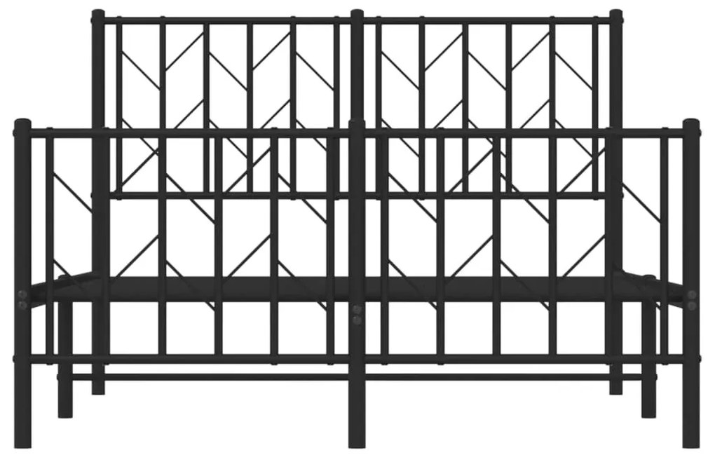 Πλαίσιο Κρεβατιού με Κεφαλάρι&amp;Ποδαρικό Μαύρο 120x200εκ. Μέταλλο - Μαύρο