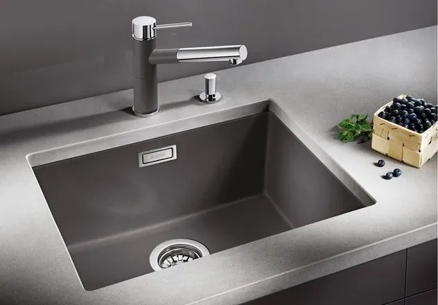 Blanco Subline-U 500-U Rock Grey SILGRANIT™ PuraDur™ Γρανιτένιος Νεροχύτης Υποκαθήμενος με 1 Γούρνα 53x46 cm