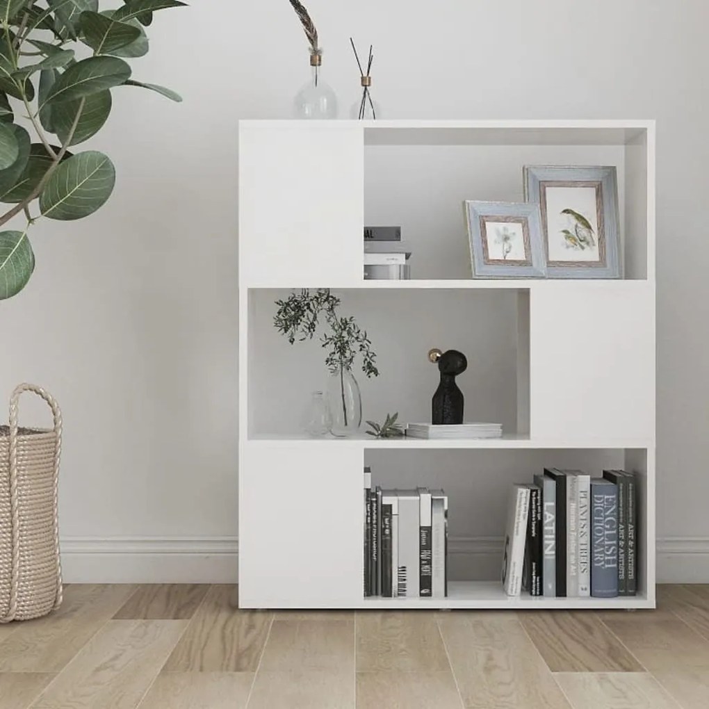 vidaXL Βιβλιοθήκη/Διαχωριστικό Χώρου Λευκό 80x24x94 εκ. Μοριοσανίδα