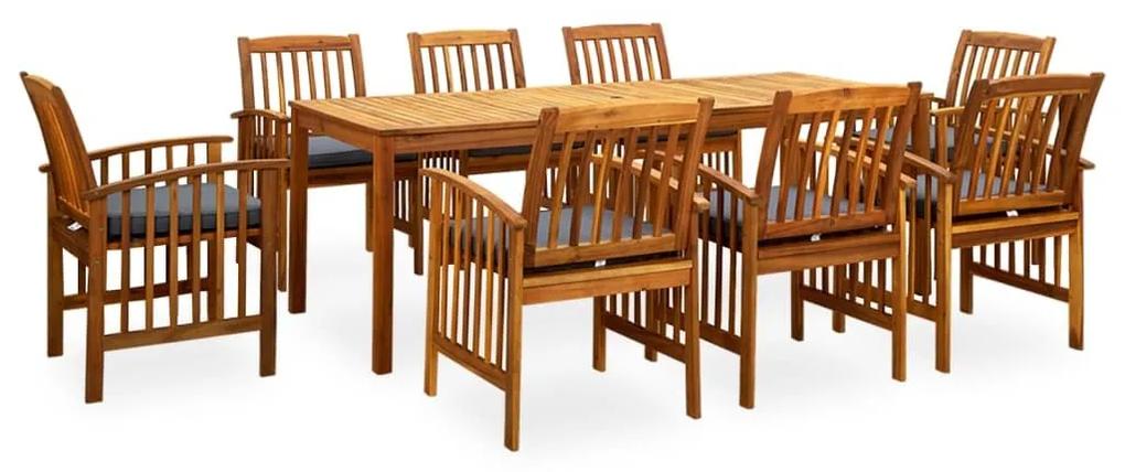 3058093  9 PIECE GARDEN DINING SET WITH CUSHIONS SOLID ACACIA WOOD (45963+312130+2X312131) 3058093