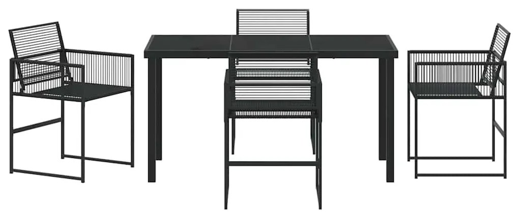 vidaXL Σέτ φαγητού για κήπο 5 pcs Μαύρο Χάλυβας με επίστρωση πούδρας