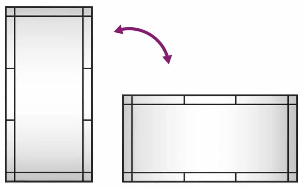 Καθρέφτης Ορθογώνιος Μαύρος 50 x 100 εκ. από Σίδερο - Μαύρο