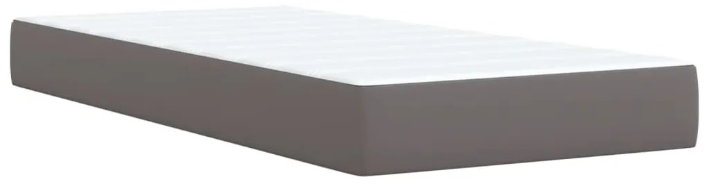 vidaXL Κρεβάτι Boxspring με Στρώμα Γκρι 100x200εκ. από Συνθετικό Δέρμα