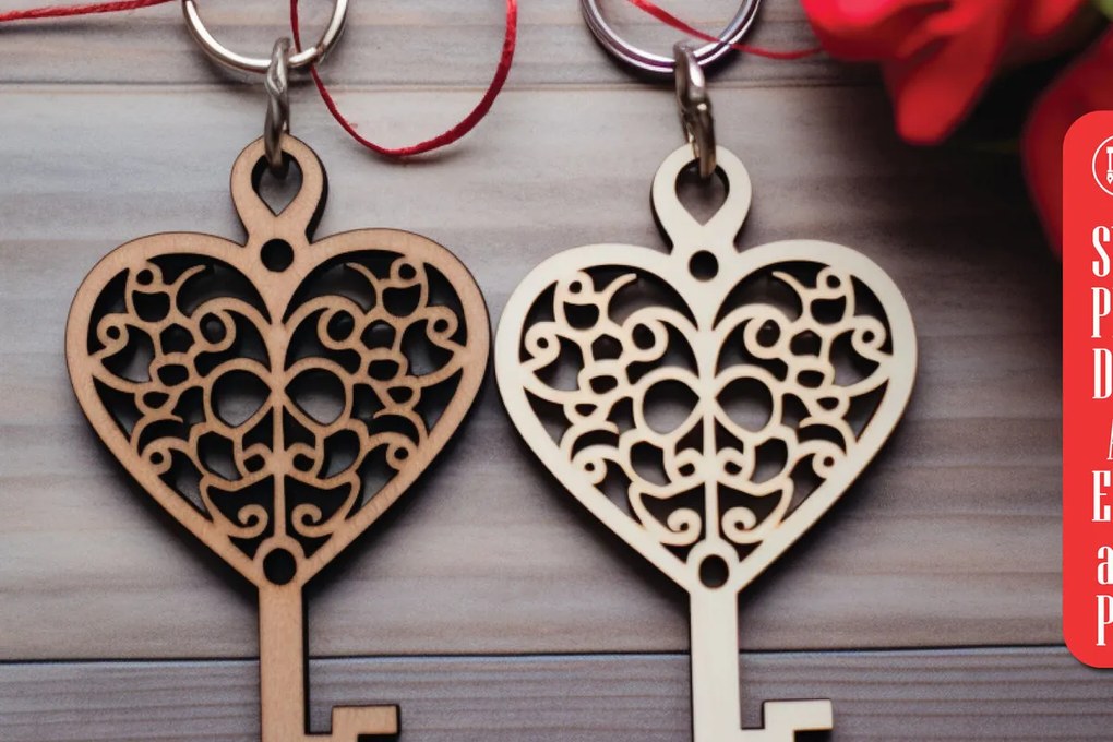 Intra απο ξύλο plywood 3mm-4mm πάχος – Valentine’s Keychain Design Δίασταση  5x5 cm INTRAFABR-85821774