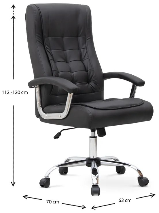 Καρέκλα γραφείου διευθυντική Vision Megapap από τεχνόδερμα χρώμα μαύρο 63x70x112/120εκ.
