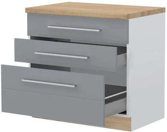 Επιδαπέδιο ντουλάπι Hudson R-90-3MBOX-Λευκό - Γκρι - 90.00Χ60.00Χ88.00cm