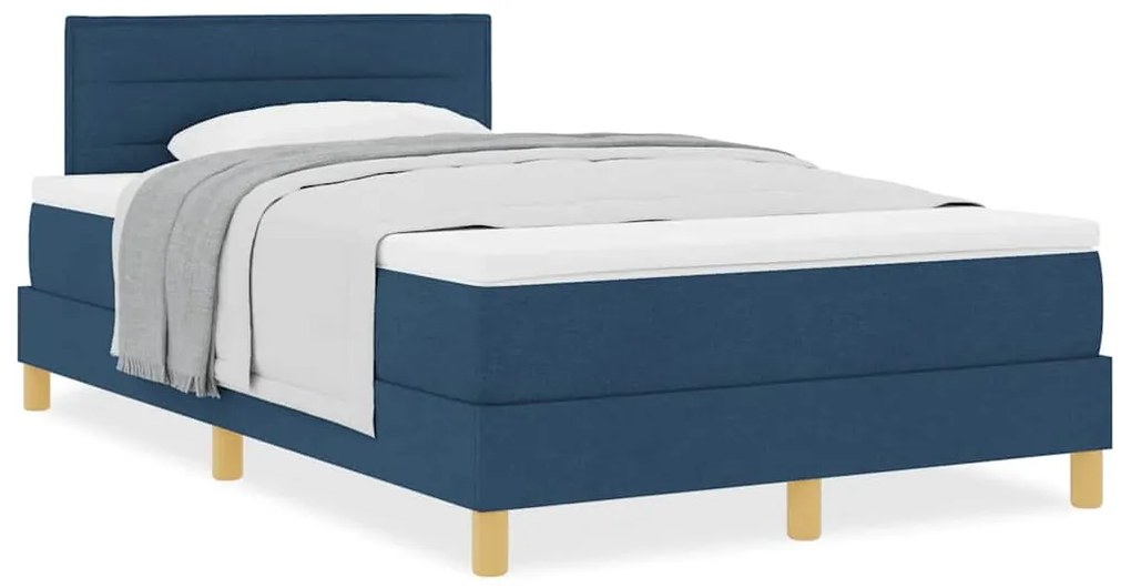 vidaXL Κρεβάτι box spring με στρώμα με στρώμα Μπλε 120 x 200 cm ύφασμα