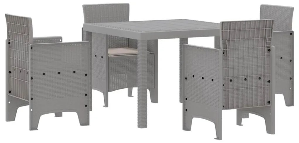 vidaXL Σέτ φαγητού για κήπο 5 pcs Ανοιχτό γκρι Rattan Polt