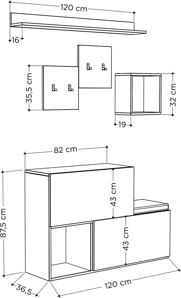 Έπιπλο Εισόδου Λευκό RISOS 120x40x78