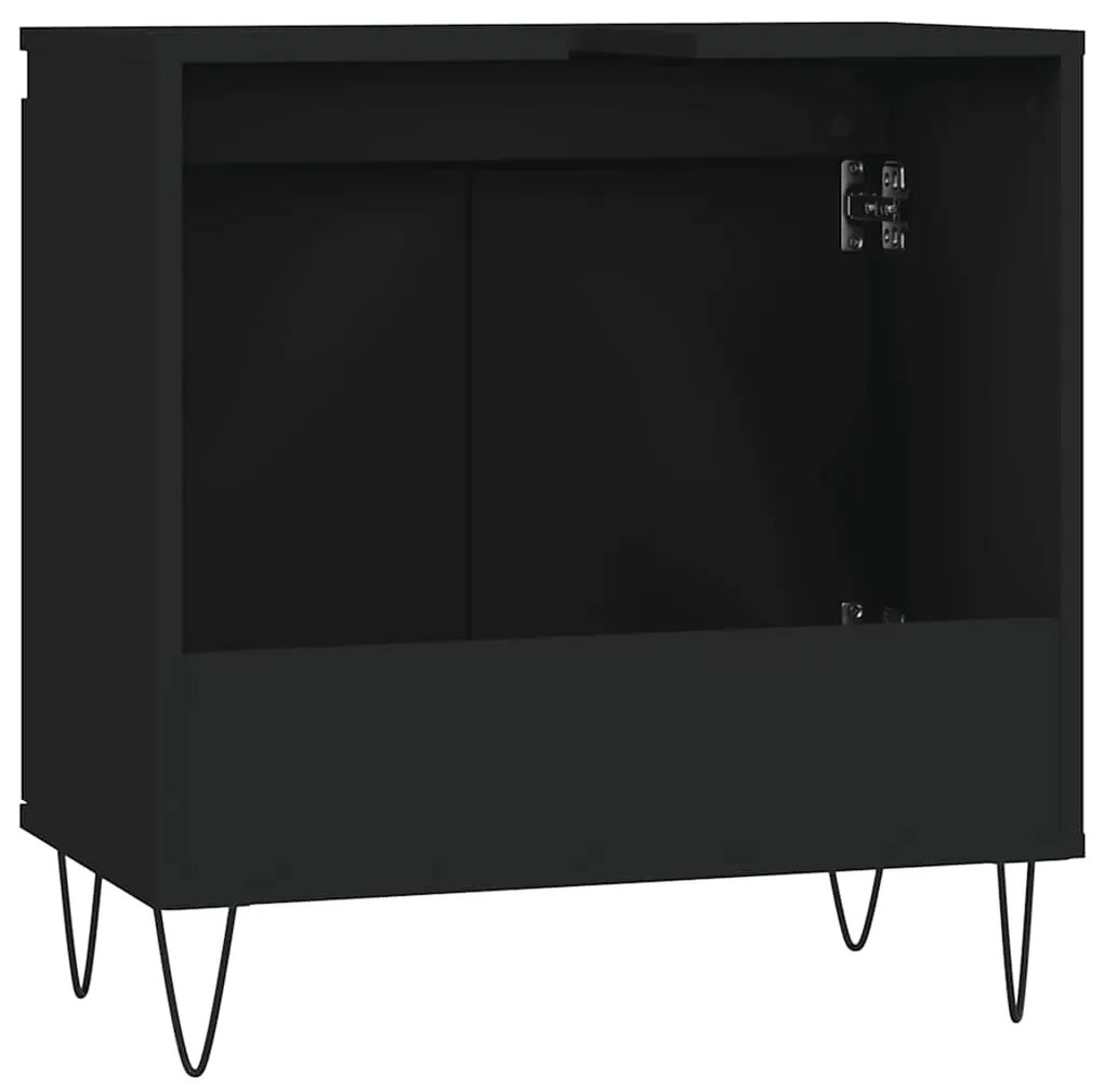vidaXL Ντουλάπι Μπάνιου Μαύρο 58 x 33 x 60 εκ. από Επεξεργασμένο Ξύλο