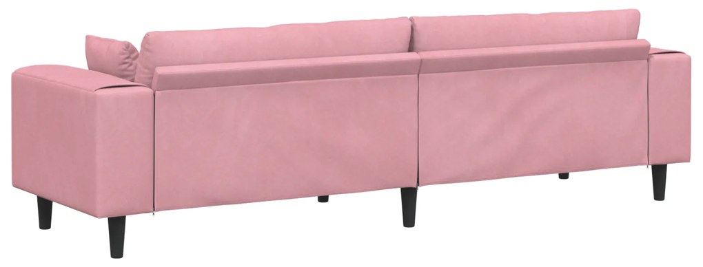 vidaXL Καναπές με μαξιλάρι Ροζ 250 x 77 x 76 εκ. Βελούδο