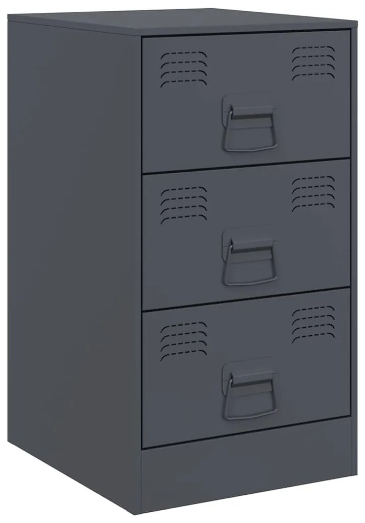 vidaXL Κομοδίνα 2 τεμ. Ανθρακί 34,5x39x62 εκ. από Χάλυβα