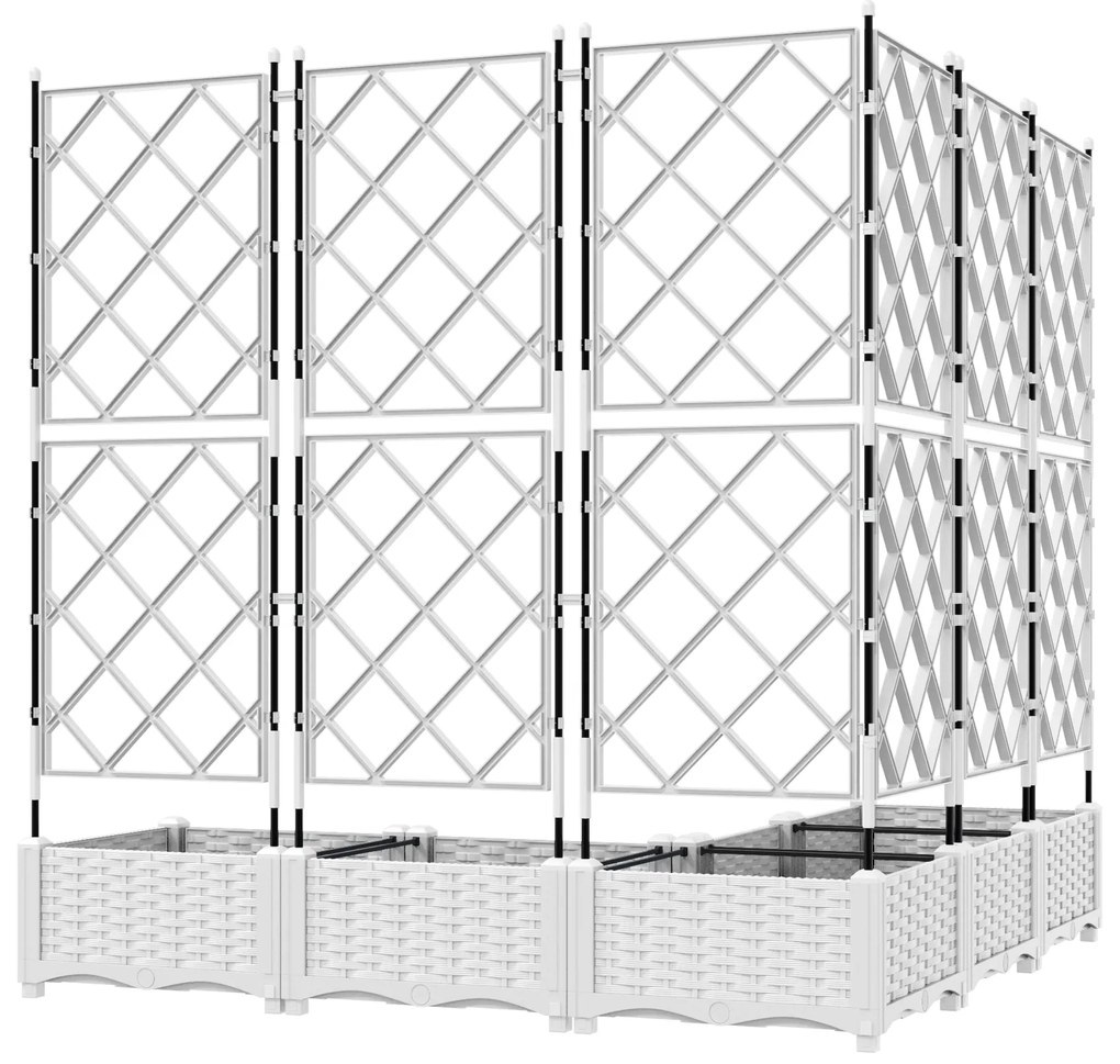 vidaXL Γλάστρα Κήπου με Πύργο 5 τεμ Λευκή 120x120x125.5 εκ