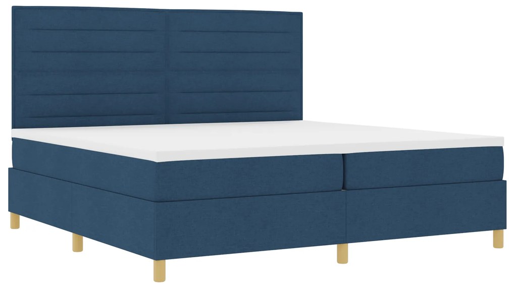 vidaXL Κρεβάτι Box Spring με Στρώμα & LED Μπλε 200x200 cm Υφάσματος