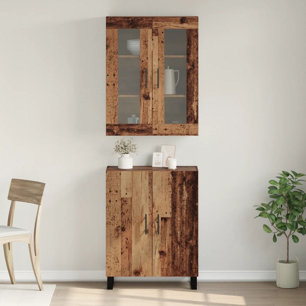 vidaXL Highboard Παλαιό ξύλο 69.5 x 34 x 90 εκ. Επεξεργασμένο ξύλο