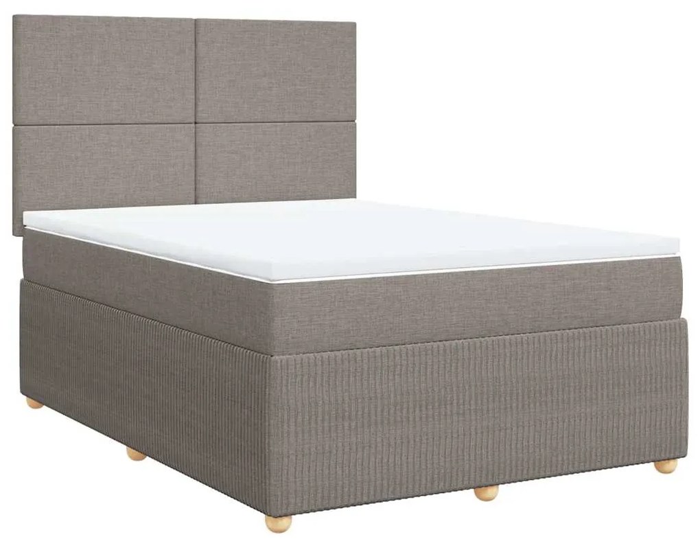 vidaXL Κρεβάτι Boxspring με Στρώμα Taupe 160x200 εκ. Υφασμάτινο