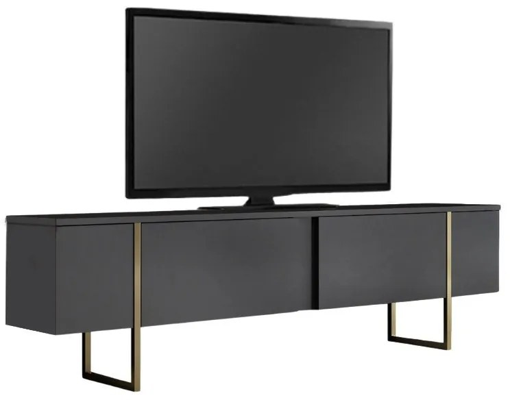Megapap Έπιπλο Τηλεόρασης Luxe Ανθρακί - Χρυσό 180x30x50εκ.