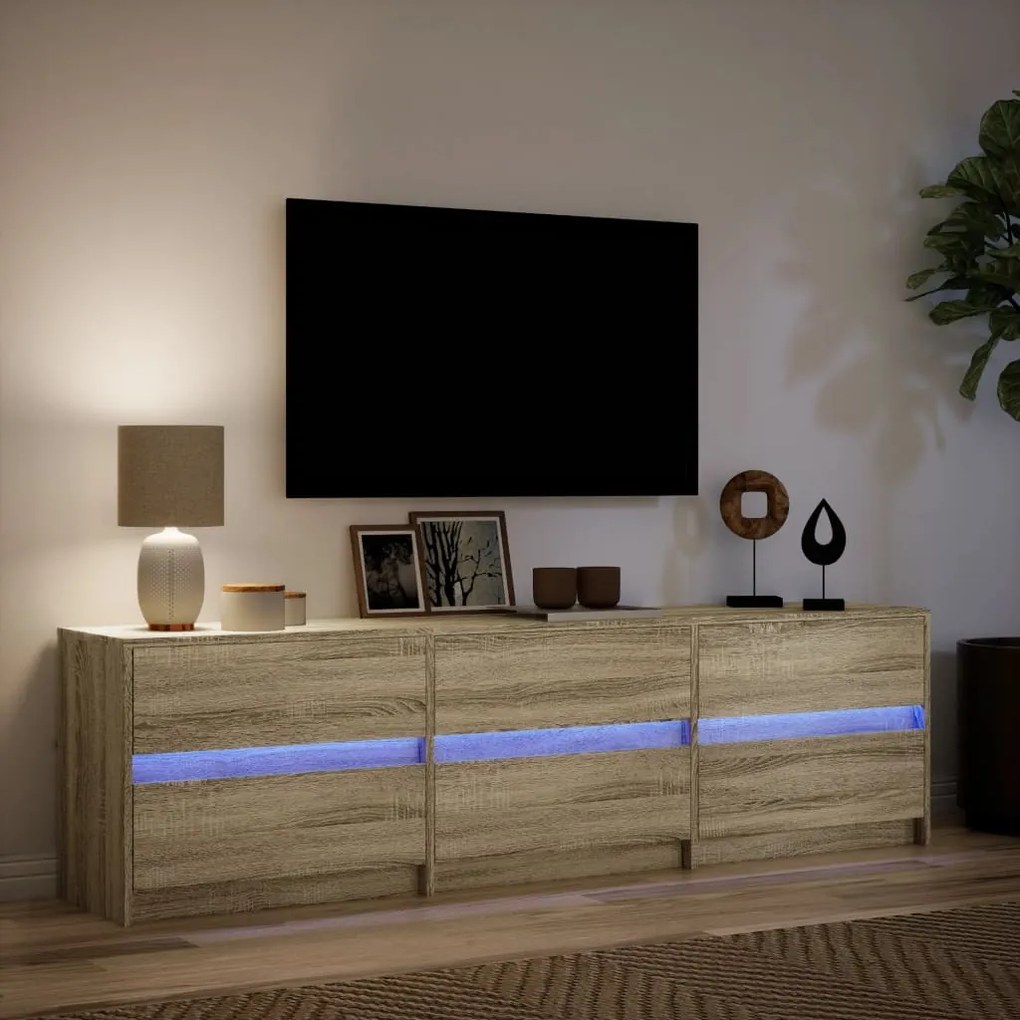 Έπιπλο Τηλεόρασης με LED Sonoma Δρυς 180x34x50 εκ. Επεξ. Ξύλο - Καφέ