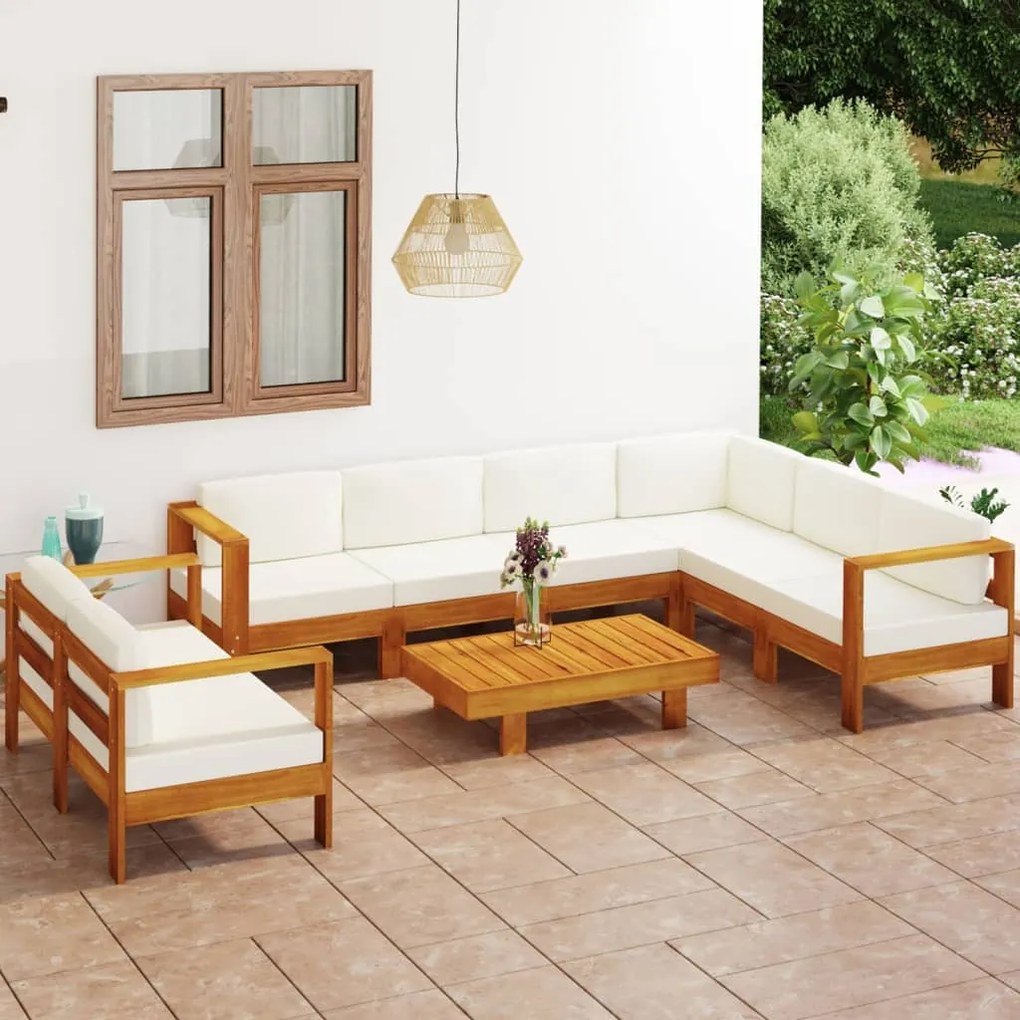 vidaXL Σετ Σαλόνι Κήπου 8 Τεμαχίων με Μαξιλάρια 100x60 εκ. από Ξύλο Ακακίας