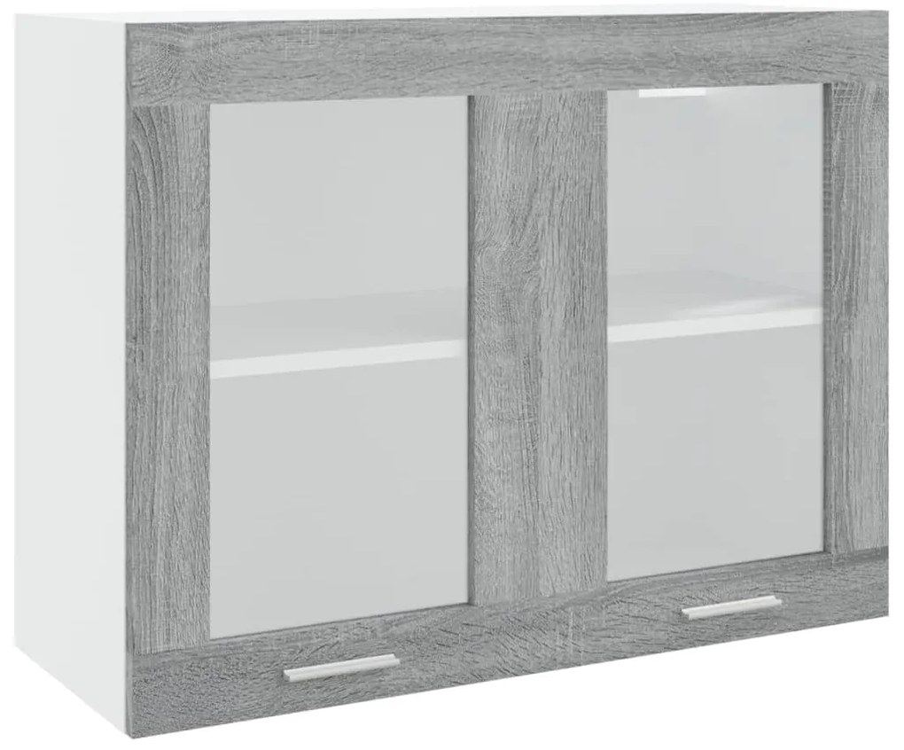 vidaXL Κρεμαστό Γυάλινο Ντουλάπι "Lyon" Γκρι Sonoma 80x31x60 εκ. από Τεχνητό Ξύλο
