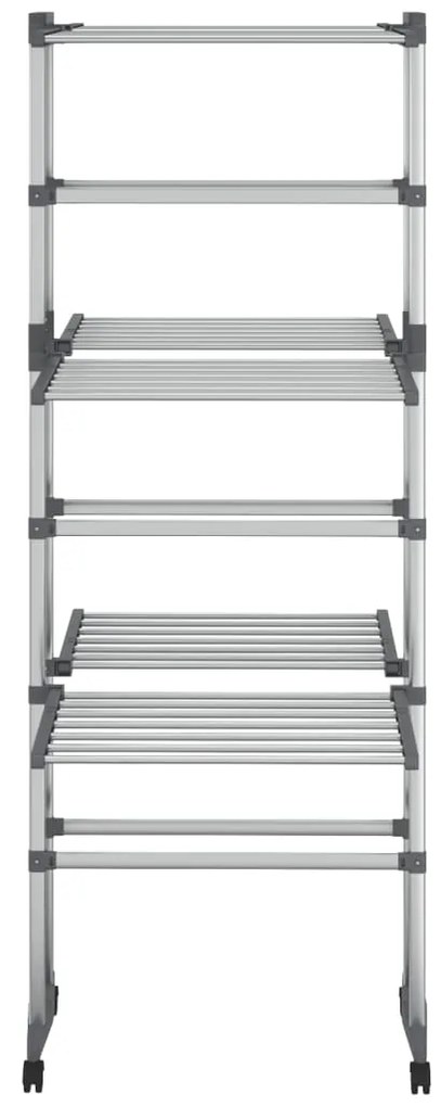 vidaXL Απλώστρα Ρούχων 3 Επιπέδων με Ρόδες Ασημί 60x70x129 εκ.